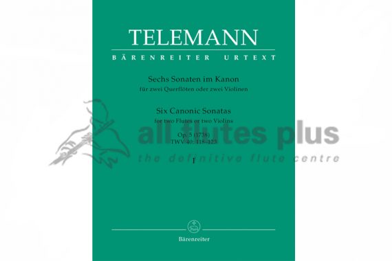 Telemann Six Canonic Sonatas Volume 1-Two Flutes-Barenreiter