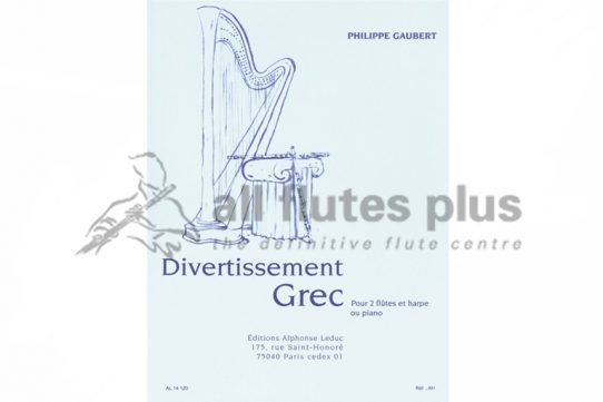 Gaubert Divertissement Grec-Two Flutes and Harp or Piano-Leduc