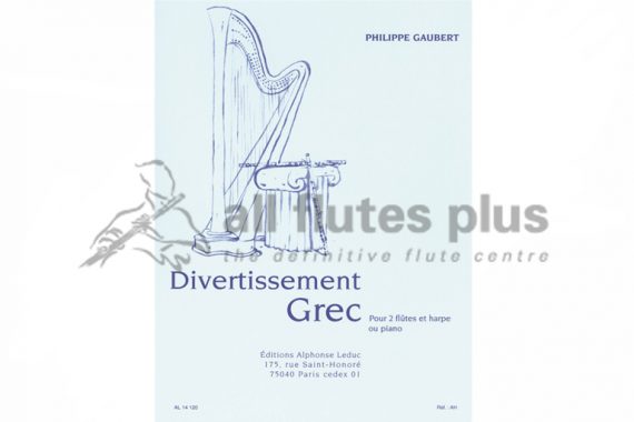 Gaubert Divertissement Grec-Two Flutes and Harp or Piano-Leduc