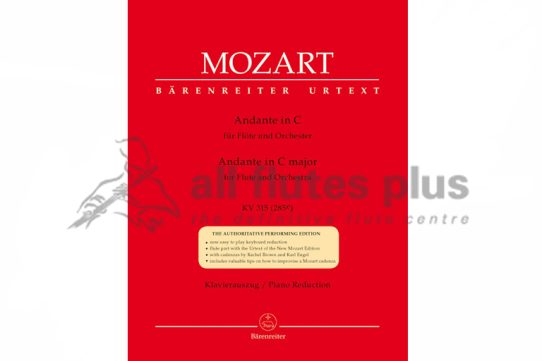 Mozart Andante in C Major K315 for Flute & Piano-Barenreiter