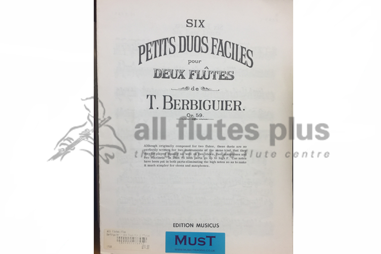 Berbiguier Petit Duos Faciles Op 59-Two Flutes