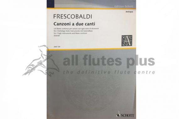 Frescobaldi Canzoni a due canti-Two Flutes and Basso Continuo-Schott