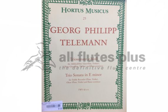 Telemann Trio Sonata in E Minor-Two Flutes and Basso Continuo