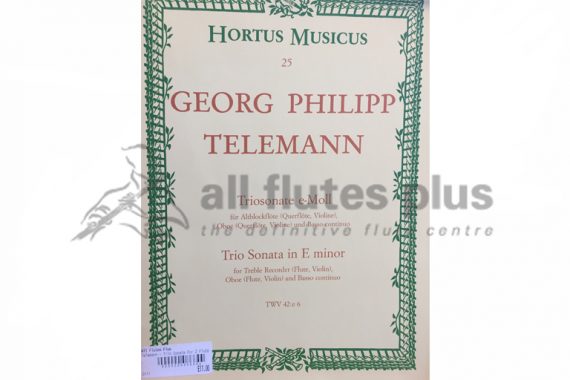 Telemann Trio Sonata in E Minor-Two Flutes and Basso Continuo-Hortus Musicus
