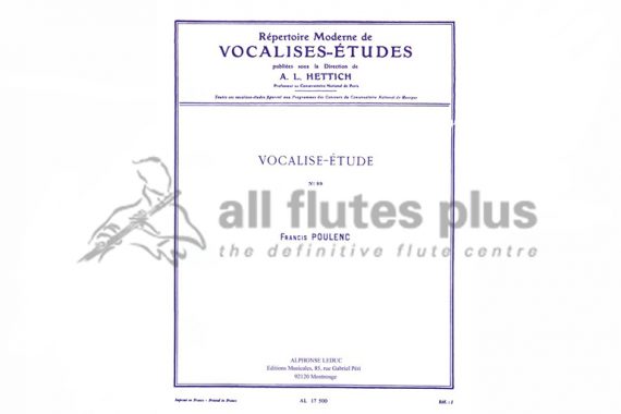 Poulenc Vocalise Etude No 89-Flute and Piano-Leduc