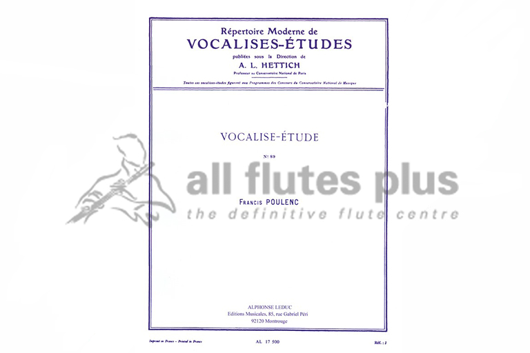 Poulenc Vocalise Etude No 89 for Flute and Piano