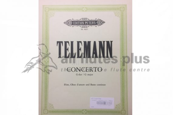 Telemann Concerto in G Major-Flute, Oboe D'Amore and Basso Continuo-Edition Peters