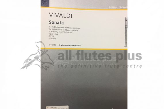 Vivaldi Sonata in G Minor Opus 13a/6 RV 58-Flute and Basso Continuo-Schott