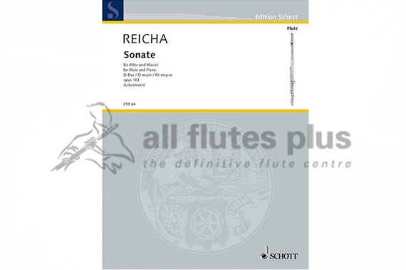 Reicha Sonata Opus 103 in D Major-Flute and Piano-Schott