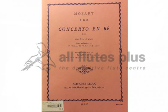Mozart Concerto No 2 in D Major KV314-Flute and Piano-Leduc