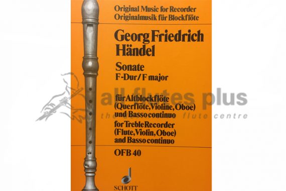 Handel Sonata in F Major-Flute and Piano-Schott