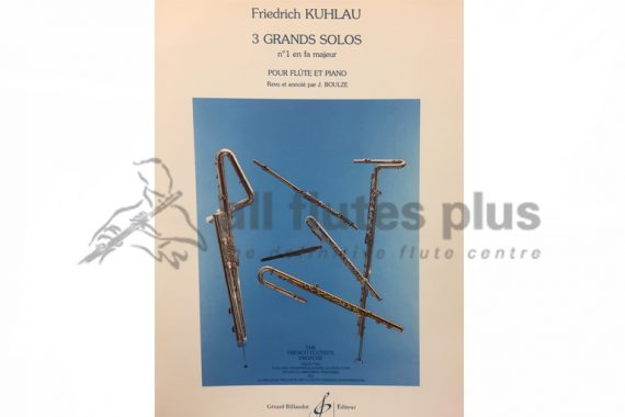 Kuhlau 3 Grand Solos No 1 in F Major-Flute and Piano-Billaudot