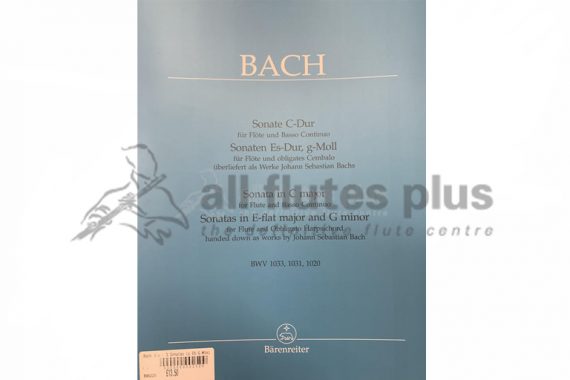 JS Bach Sonata in C Major, E Flat Major and G Minor-Flute and Piano