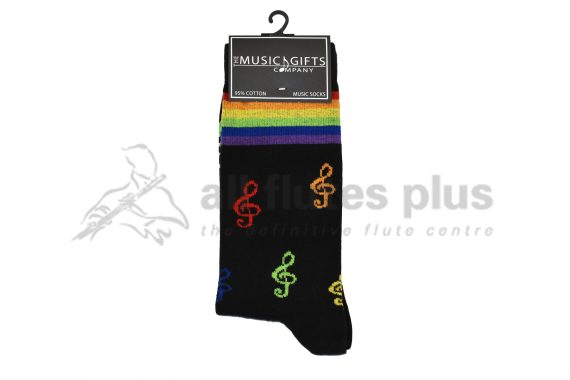 Rainbow Coloured Treble Clef Socks