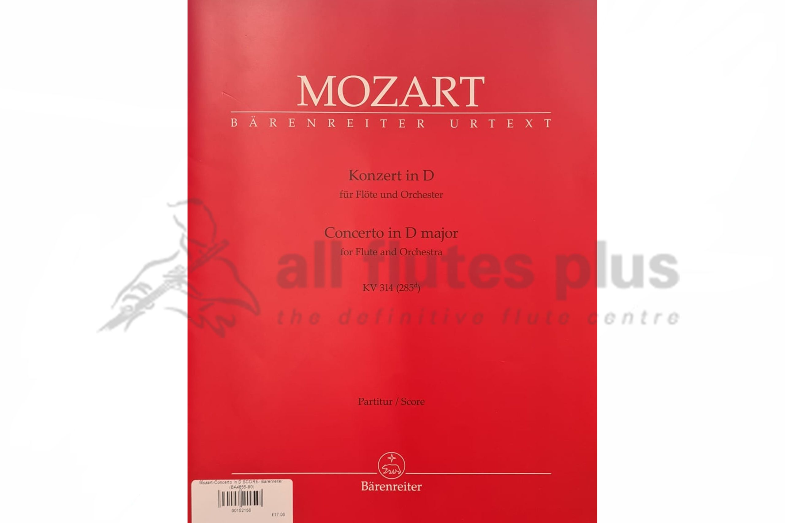 Mozart Concerto No 2 in D Major KV314 Flute and Orchestra Score